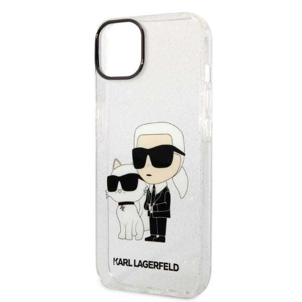 Karl Lagerfeld Glitter Karl&Choupette case for iPhone 14 Plus - transparent