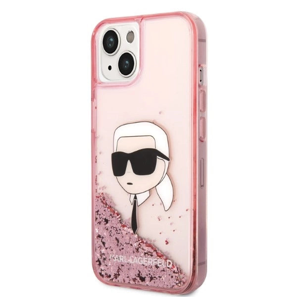 Karl Lagerfeld Glitter Karl's Head case for iPhone 14 Plus - pink