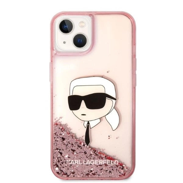 Karl Lagerfeld Glitter Karl's Head case for iPhone 14 Plus - pink