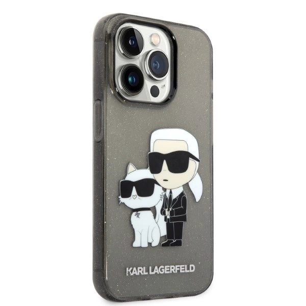 Karl Lagerfeld Glitter Karl&Choupette case for iPhone 14 Pro Max - black