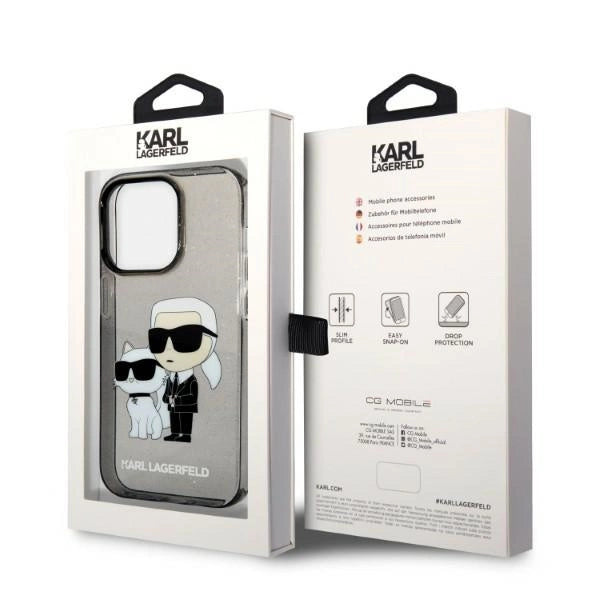 Karl Lagerfeld Glitter Karl&Choupette case for iPhone 14 Pro Max - black