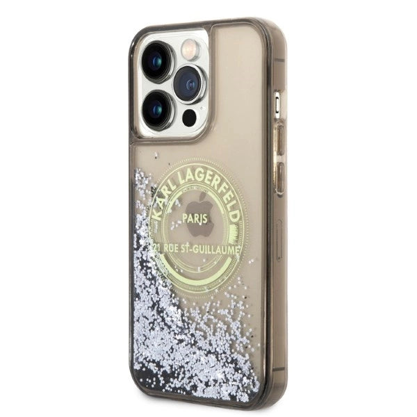 Karl Lagerfeld Liquid Glitter RSG case for iPhone 14 Pro Max - black