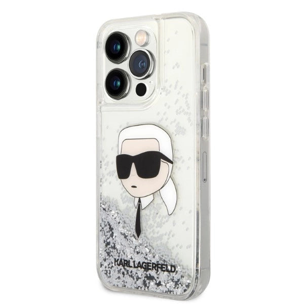 Karl Lagerfeld Glitter Karl's Head case for iPhone 14 Pro Max - silver