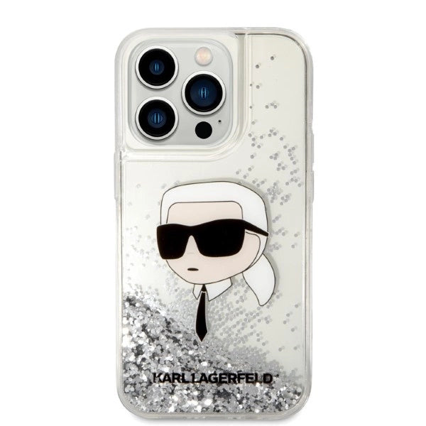 Karl Lagerfeld Glitter Karl's Head case for iPhone 14 Pro Max - silver