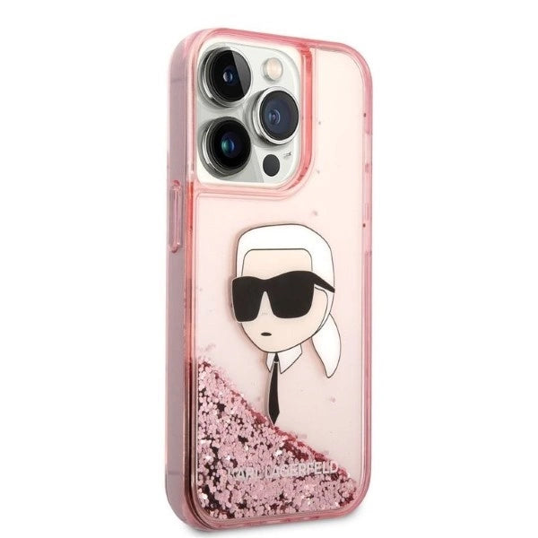 Karl Lagerfeld Glitter Karl's Head case for iPhone 14 Pro Max - pink