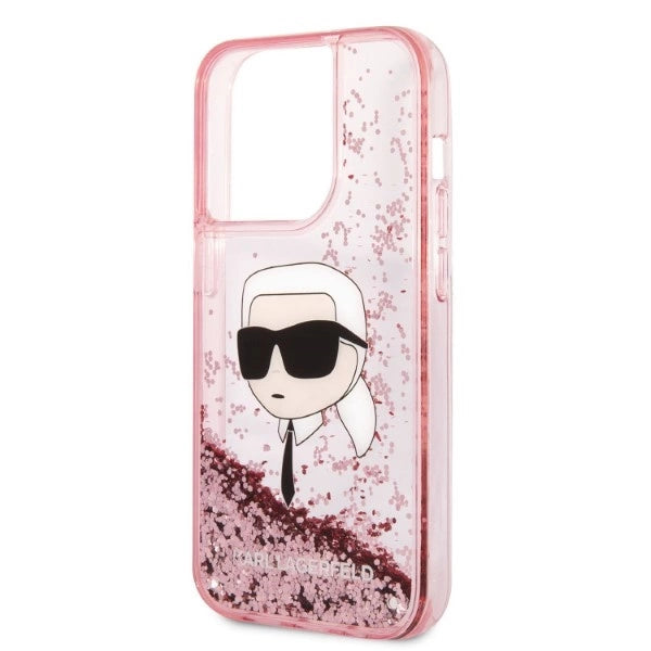 Karl Lagerfeld Glitter Karl's Head case for iPhone 14 Pro Max - pink