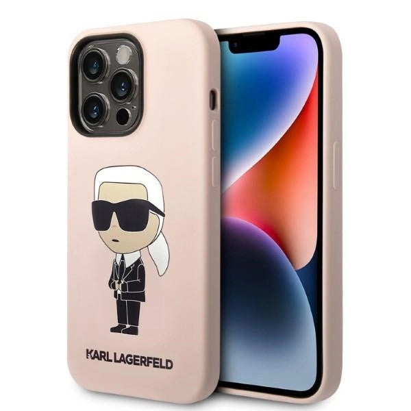 Karl Lagerfeld Silicone Ikonik MagSafe-kasse til iPhone 14 Pro - pink