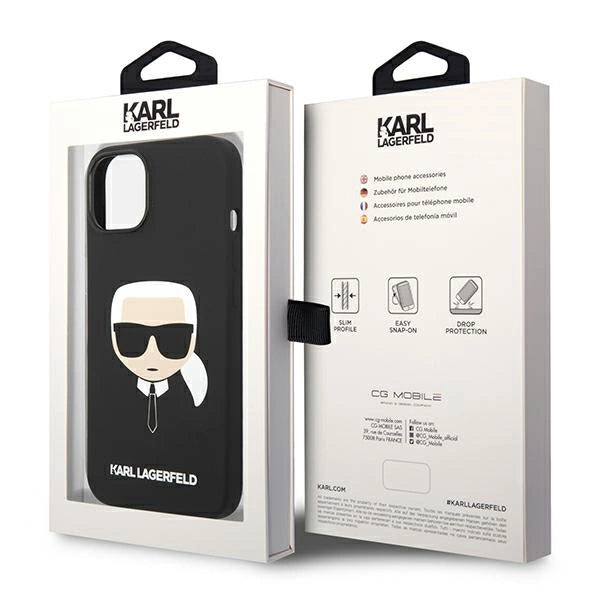 Karl Lagerfeld Silicone Karl's Head MagSafe-foder for iPhone 14 Plus - sort