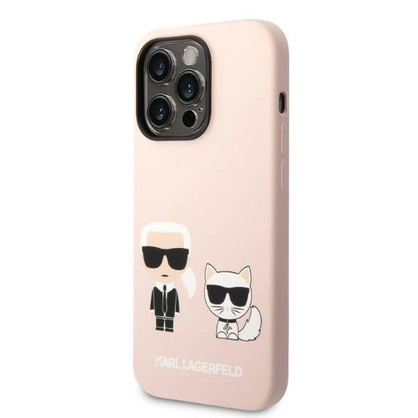 Karl Lagerfeld KLHMP14XSSKCI iPhone 14 Pro Max 6.7" hardcase light pink/light pink Silicone Karl & Choupette Magsafe