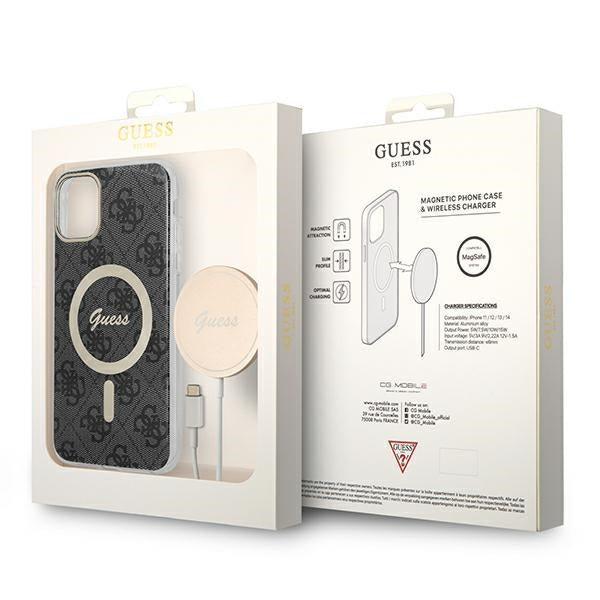 Set Guess GUBPN61H4EACSK Case+Charger iPhone 11 6.1" black/black hard case 4G Print MagSafe