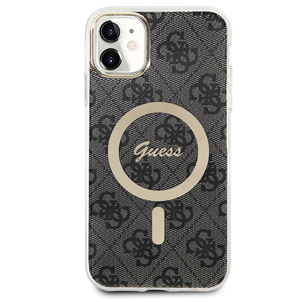 Set Guess GUBPN61H4EACSK Case+Charger iPhone 11 6.1" black/black hard case 4G Print MagSafe