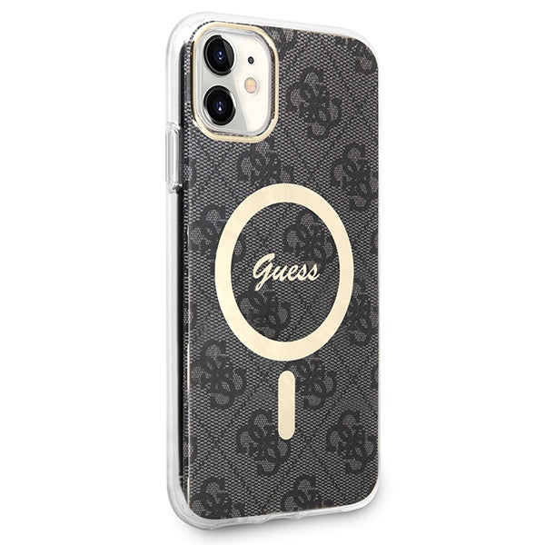 Set Guess GUBPN61H4EACSK Case+Charger iPhone 11 6.1" black/black hard case 4G Print MagSafe