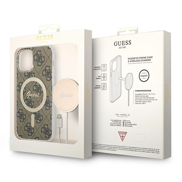 Set Guess GUBPP12MH4EACSW Case+ Charger iPhone 12/12 Pro brun/brun hard case 4G Print MagSafe