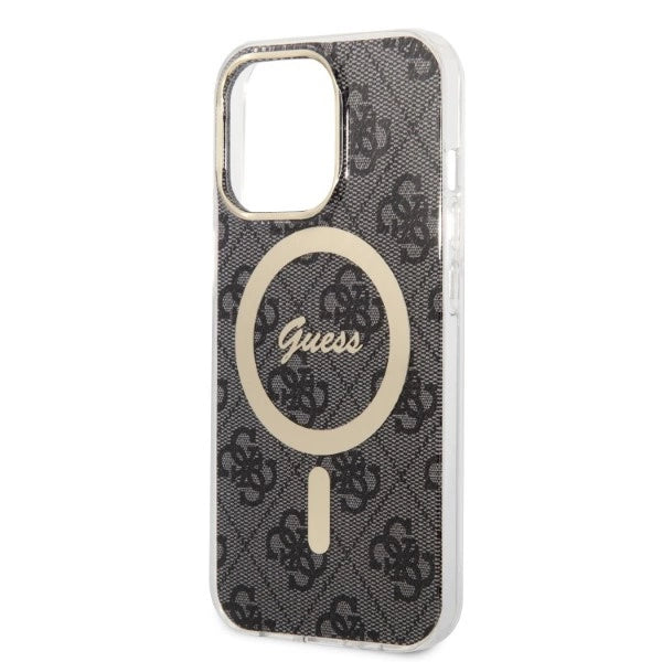 Set Guess GUBPP13LH4EACSK Case+ Charger iPhone 13 Pro black/black hard case 4G Print MagSafe