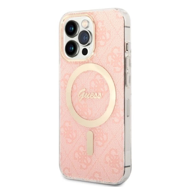 Set Guess GUBPP13LH4EACSP Case+ Charger iPhone 13 Pro pink/pink hard case 4G Print MagSafe