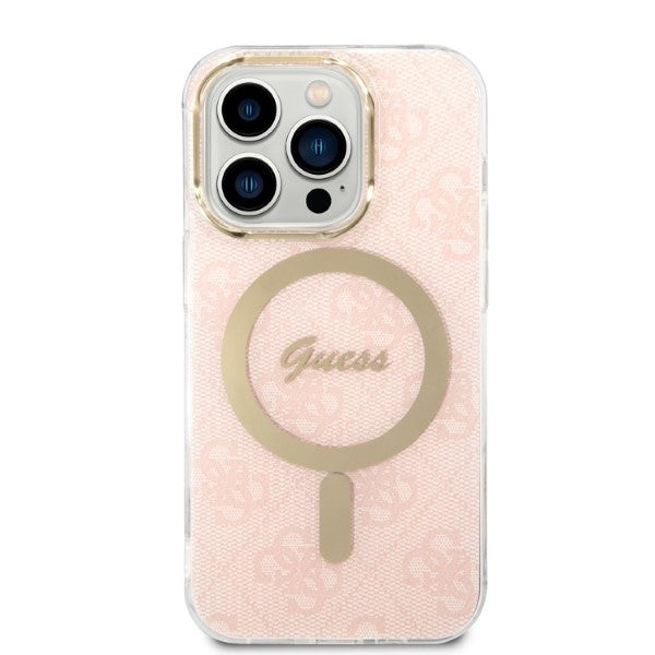 Set Guess GUBPP14LH4EACSP Case+ Charger iPhone 14 Pro 6,1" pink/pink hard case 4G Print MagSafe