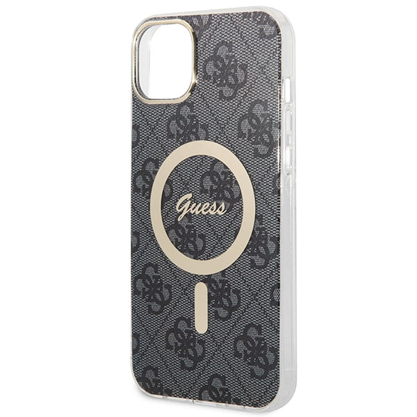 Set Guess GUBPP14MH4EACSK Case+ Charger iPhone 14 Plus 6.7" black/black hard case 4G Print MagSafe