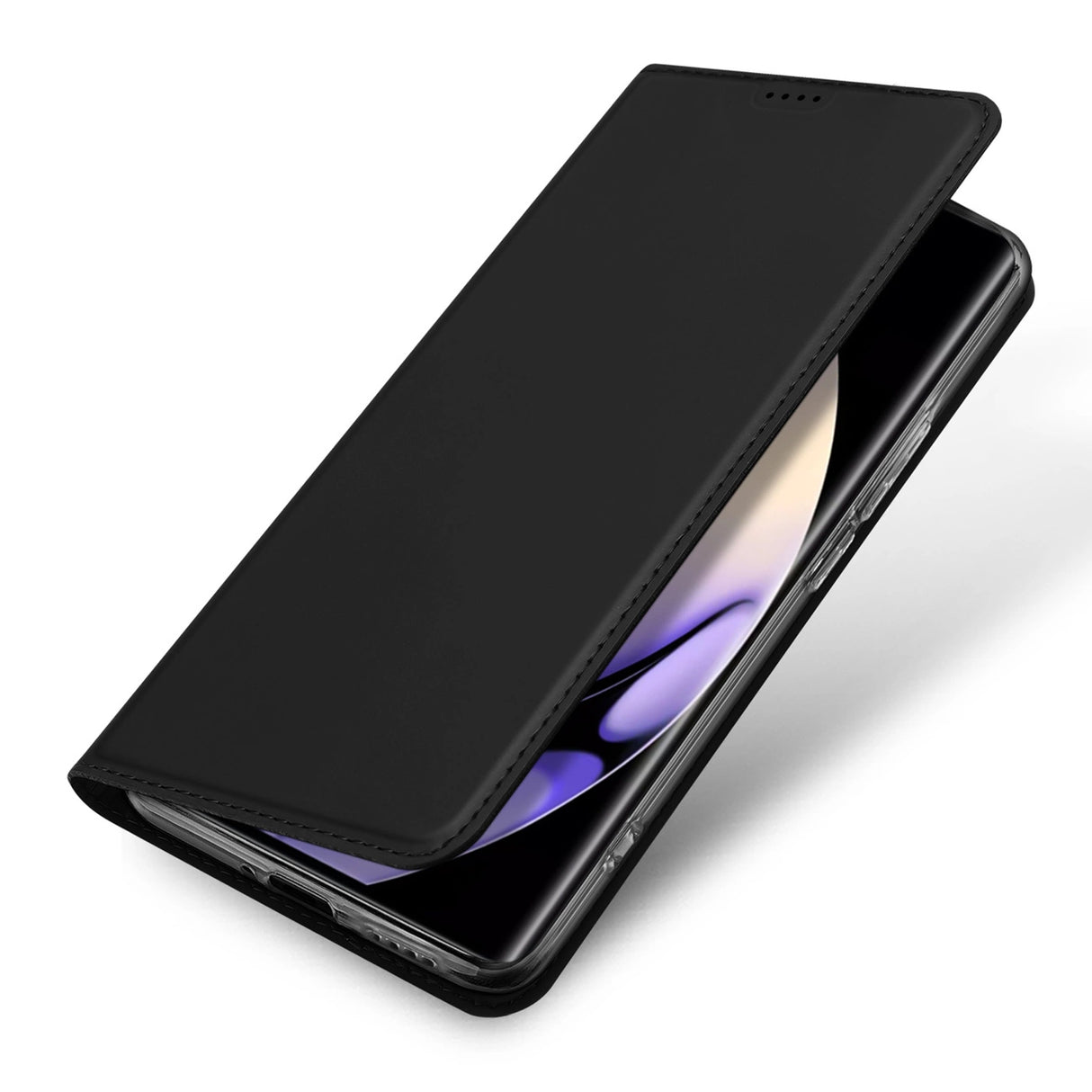 Dux Ducis Skin Pro-kasse til Realme 10 Pro+ flip cover kort tegnebog stativ sort