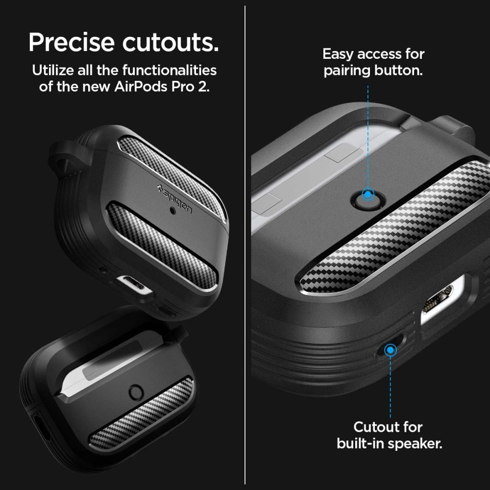 Spigen Rugged Armor Case til Apple AirPods Pro 1 / 2 - Matte Black