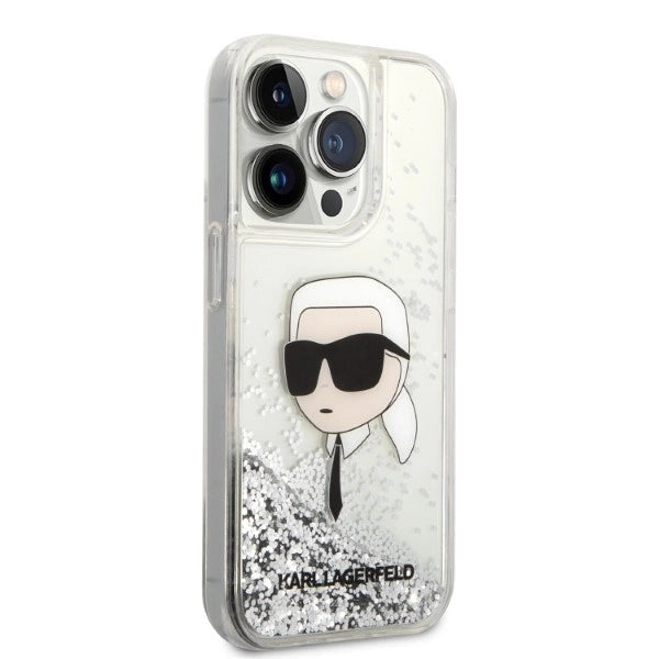 Karl Lagerfeld KLHCP14LLNKHCH iPhone 14 Pro 6.1" silver/silver hardcase Glitter Karl Head