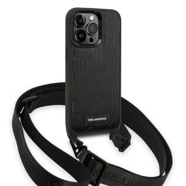 Karl Lagerfeld KLHCP14LSTMMK iPhone 14 Pro 6.1" hardcase black/black Monogram Plaque Logo Strap