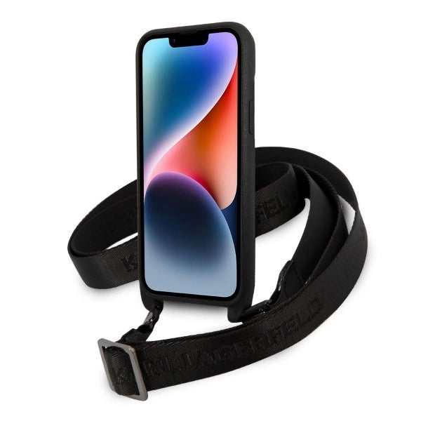 Karl Lagerfeld KLHCP14MSTMK iPhone 14 Plus 6.7" Hardcase sort/sort Monogram Plaque Logo Strap