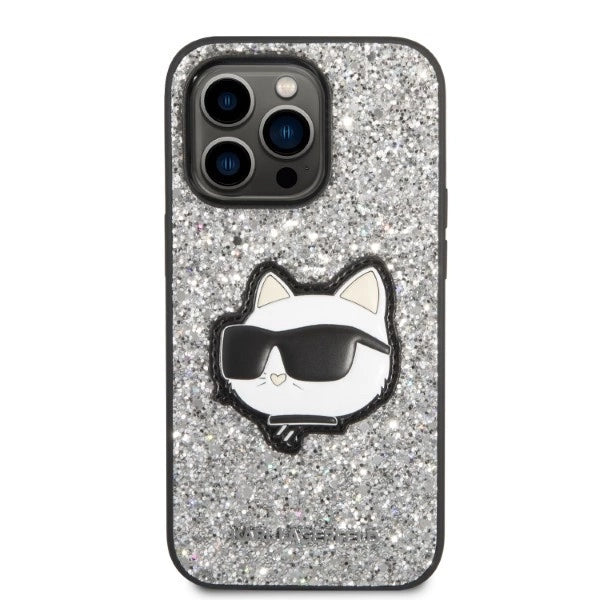 Karl Lagerfeld KLHCP14XG2CPS iPhone 14 Pro Max 6.7" silver/silver hardcase Glitter Choupette Patch