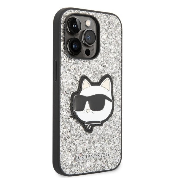 Karl Lagerfeld KLHCP14XG2CPS iPhone 14 Pro Max 6.7" silver/silver hardcase Glitter Choupette Patch