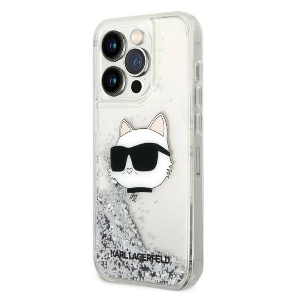 Karl Lagerfeld KLHCP14XLNHCS iPhone 14 Pro Max 6.7" silver/silver hardcase Glitter Choupette Head