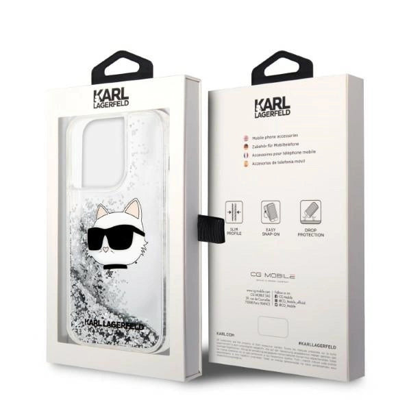 Karl Lagerfeld KLHCP14XLNHCS iPhone 14 Pro Max 6.7" silver/silver hardcase Glitter Choupette Head