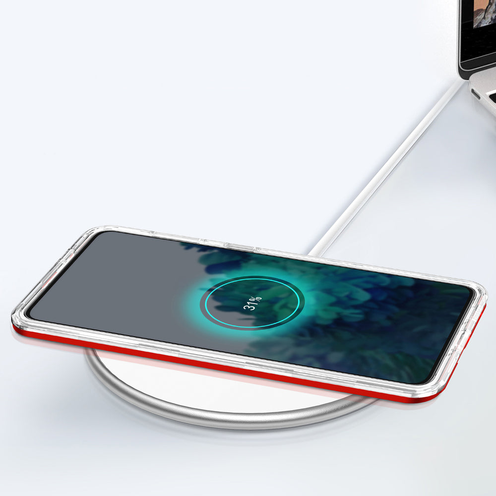 Gennemsigtig 3i1-hylster til Samsung Galaxy S23+ silikone dække med rød ramme