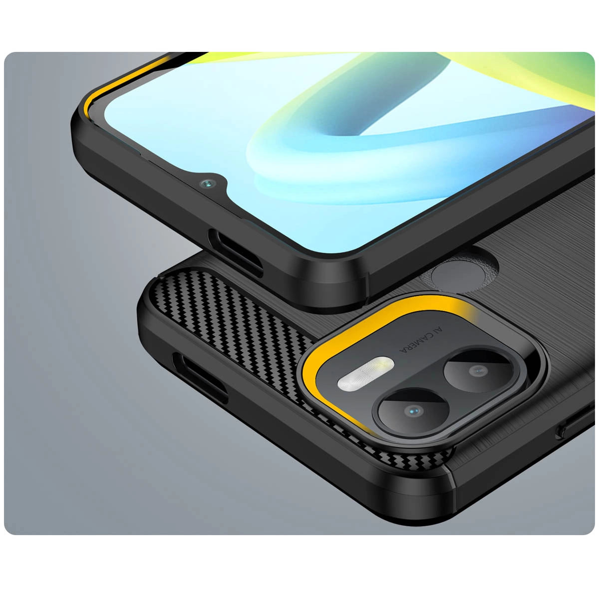 Carbon Case til Xiaomi Redmi A1+ fleksibelt silikone carbon cover sort