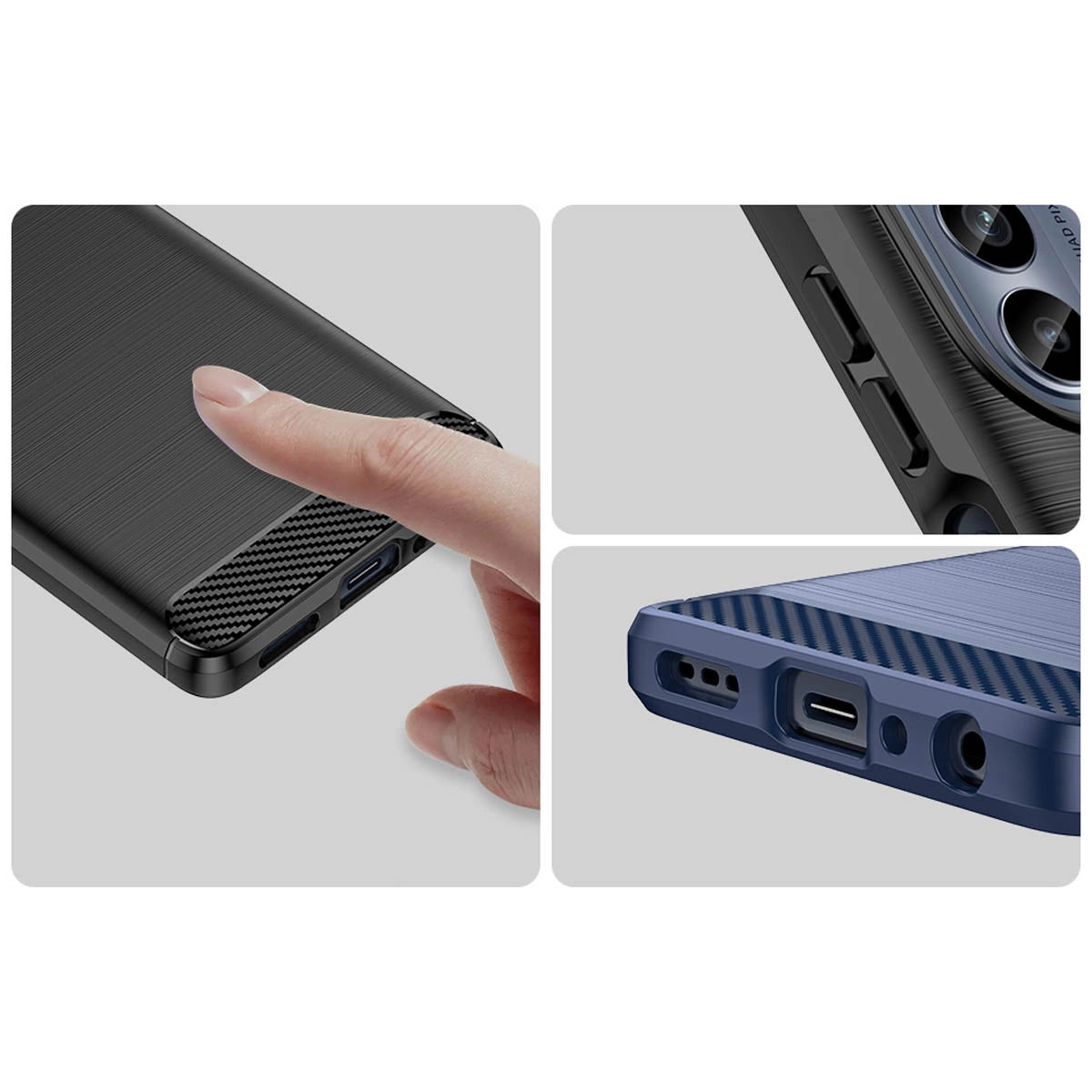 Carbon Case til Motorola Moto G62 5G fleksible silikone carbon cover sort