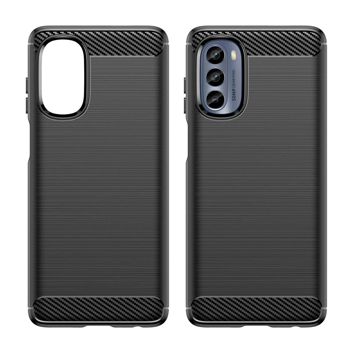 Carbon Case til Motorola Moto G62 5G fleksible silikone carbon cover sort