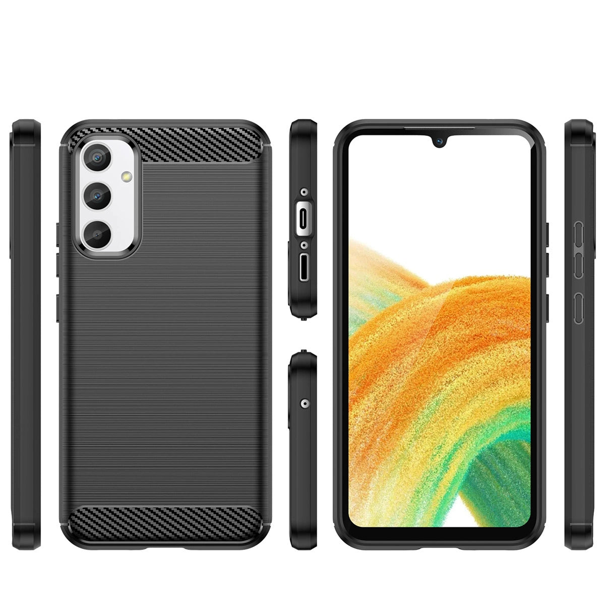 Carbon Case til Realme 10 Pro med fleksibelt silikon carbon cover sort