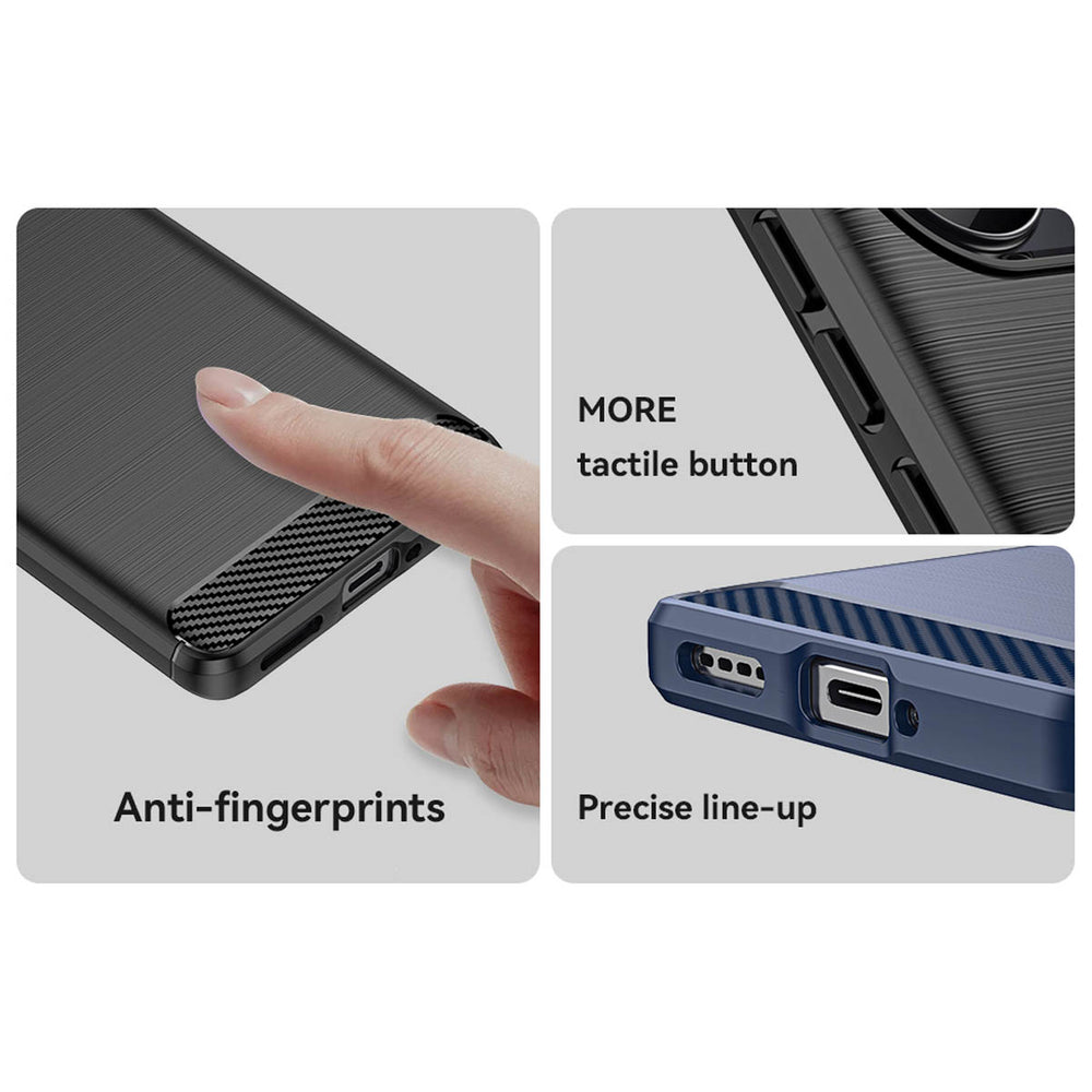 Carbon Case til Realme 10 Pro+ fleksibelt silikone carbon cover sort