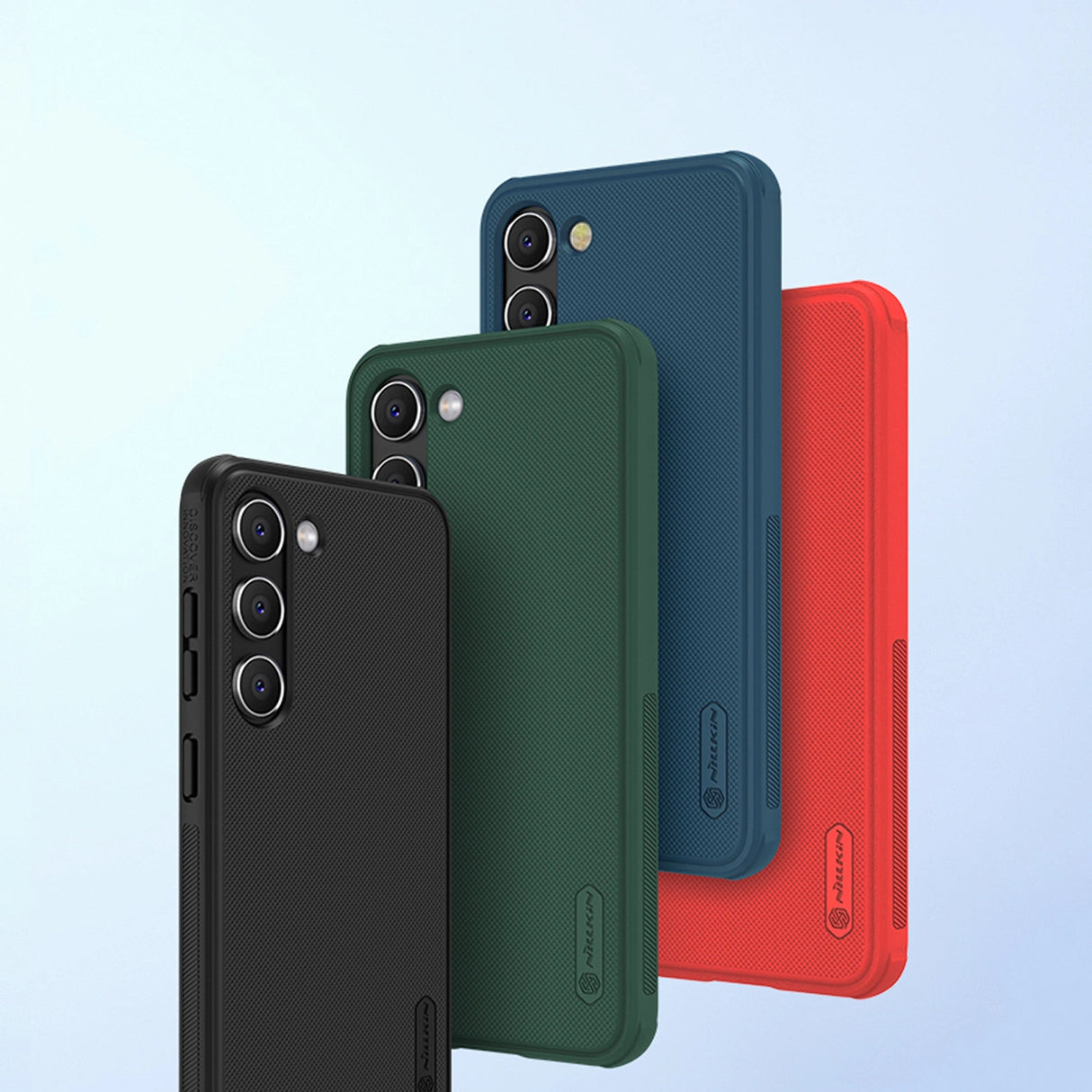 Nillkin Super Frosted Shield Pro-kasse til Samsung Galaxy S23+ pansret cover + telefonstativ rød