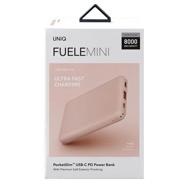 Powerbank Uniq Fuele mini 8000mAh USB-C 18W PD - lyserød