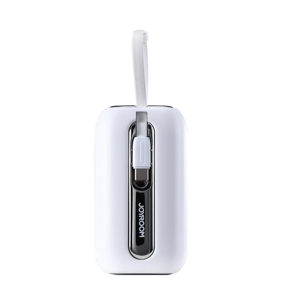 Joyroom mini powerbank 10000mAh Colorful Series 22.5W med 2 indbyggede USB C og Lightning kabler hvid (JR-L012)