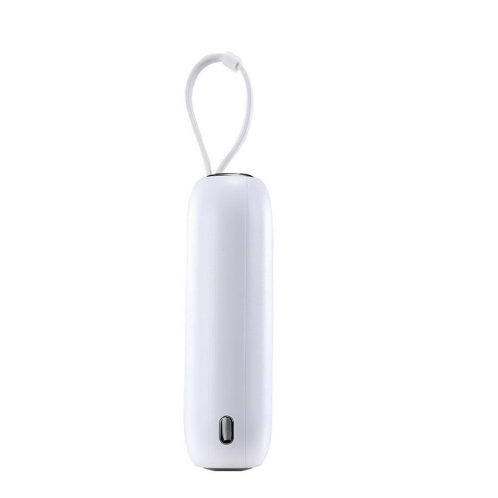 Joyroom mini powerbank 10000mAh Colorful Series 22.5W med 2 indbyggede USB C og Lightning kabler hvid (JR-L012)