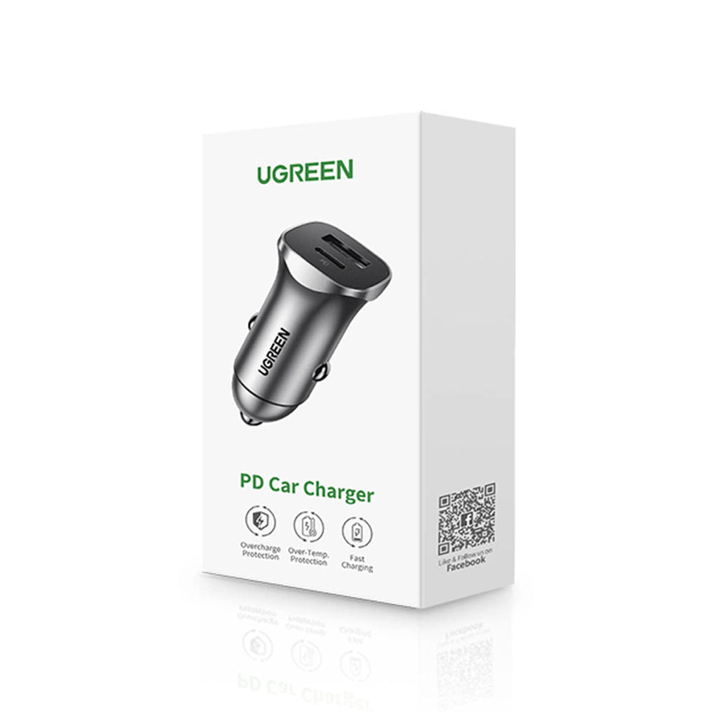 Ugreen CD130 USB-A / USB-C 30W Biloplader - Grå