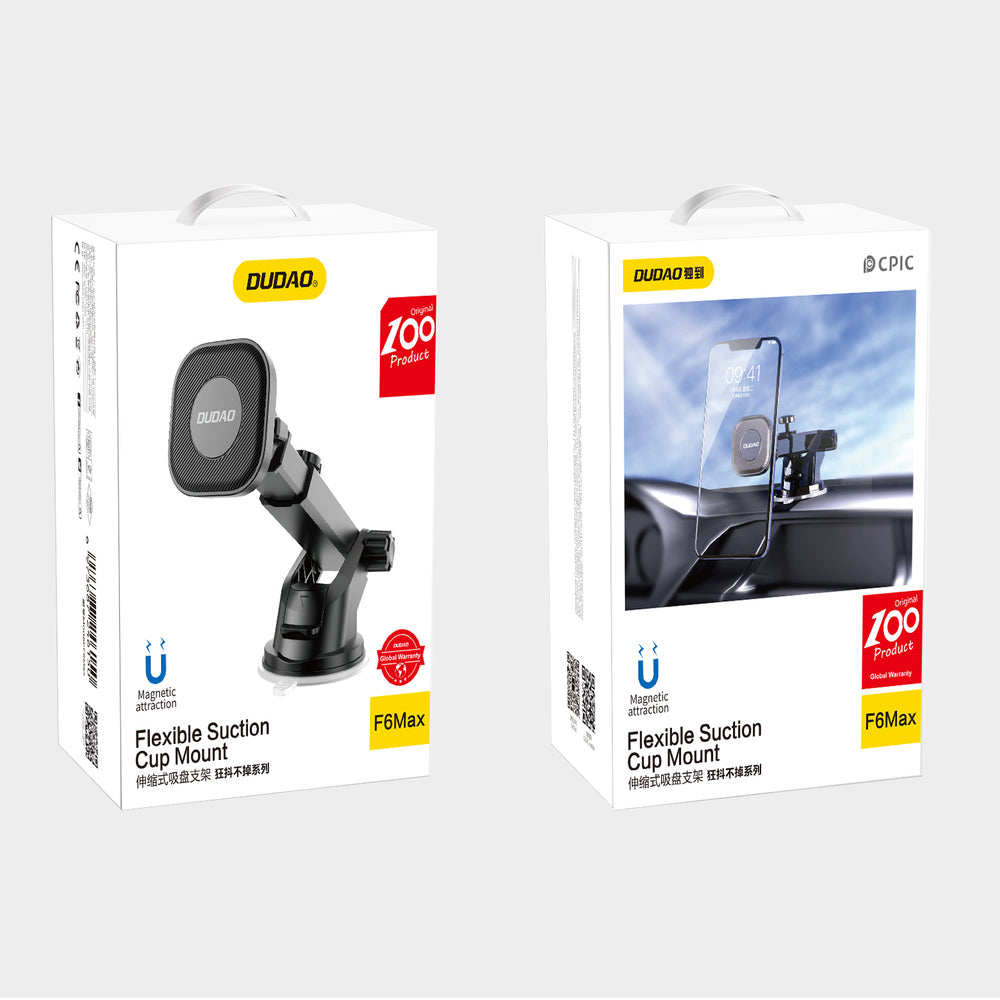 Dudao magnetisk biltelefonholder med teleskoparm sort (F6Max)