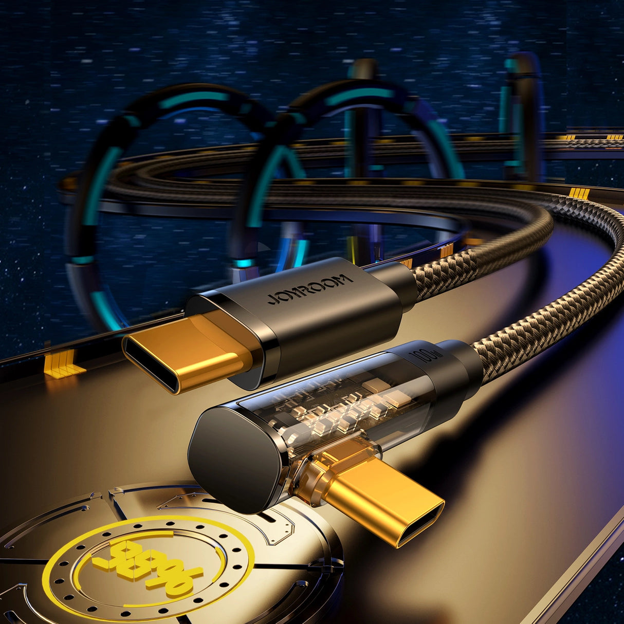 Joyroom Gaming Cable S-CC100A6 USB-C (vinklet) / USB-C (ret) 100W 1,2m - sort