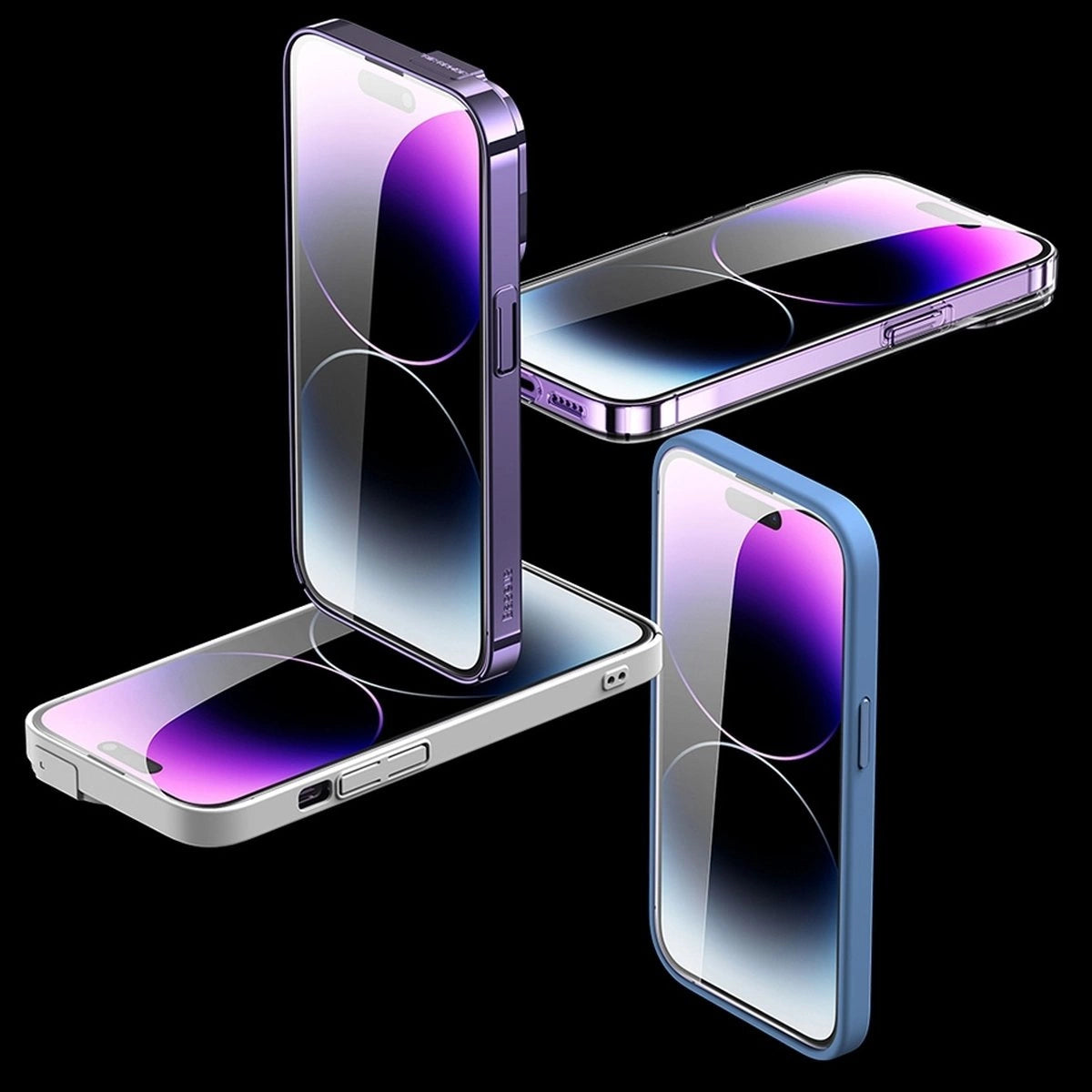 Baseus Full Screen Tempered Glass til iPhone 14 Pro Max med Anti Blue Light Filter og 0.3mm Speaker Cover + Montering Frame