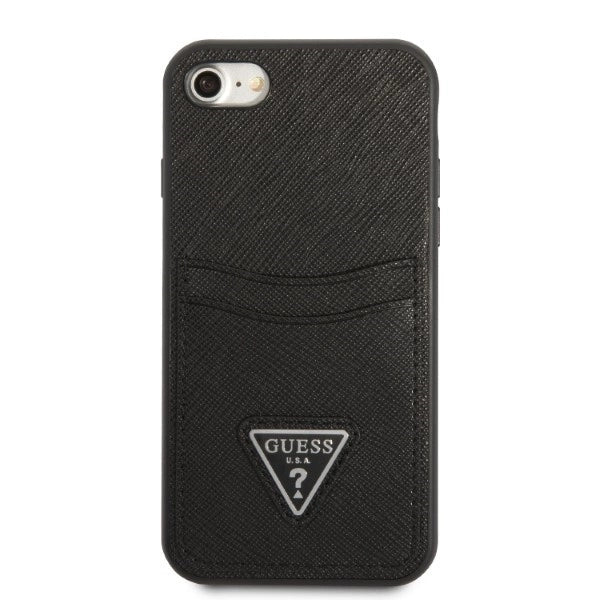 Guess GUHCI8PSATPK iPhone 7/8 SE 2020 / SE 2022 hardcase black/black hardcase Saffiano Triangle Logo Cardslot
