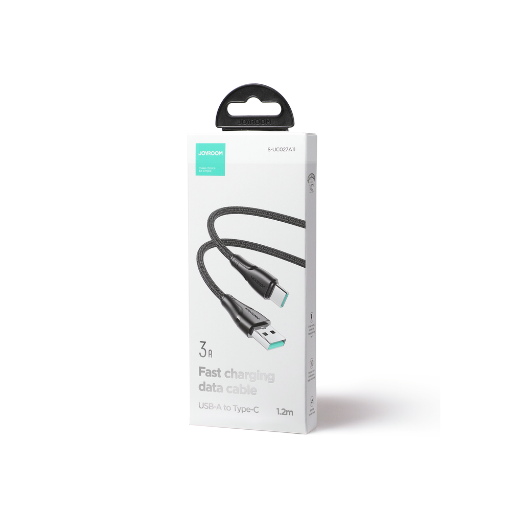 Joyroom Surpass Series A11 USB-A / USB-C 3A kabel 0,25 m - sort