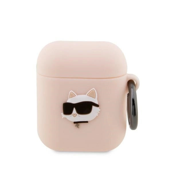 Karl Lagerfeld KLA2RUNCHP AirPods 1/2 cover pink/rosa Silicone Choupette Head 3D