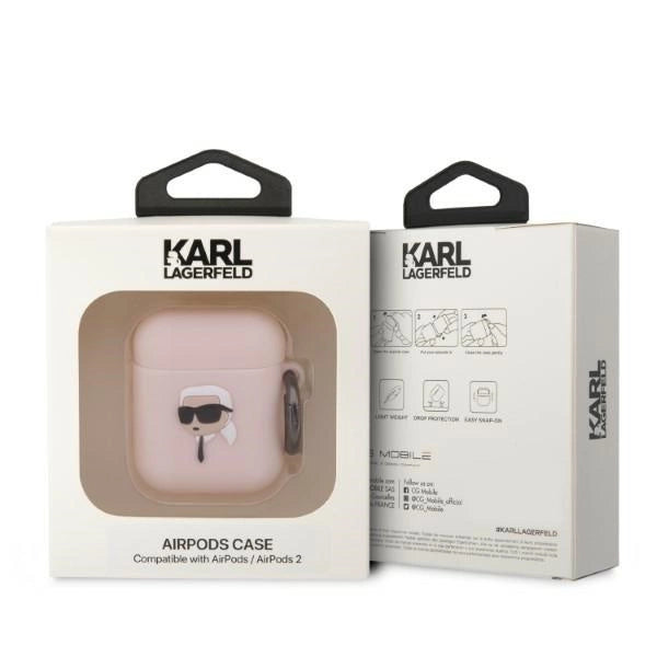 Karl Lagerfeld KLA2RUNIKP AirPods 1/2 cover pink/pink Silikon Karl Head 3D