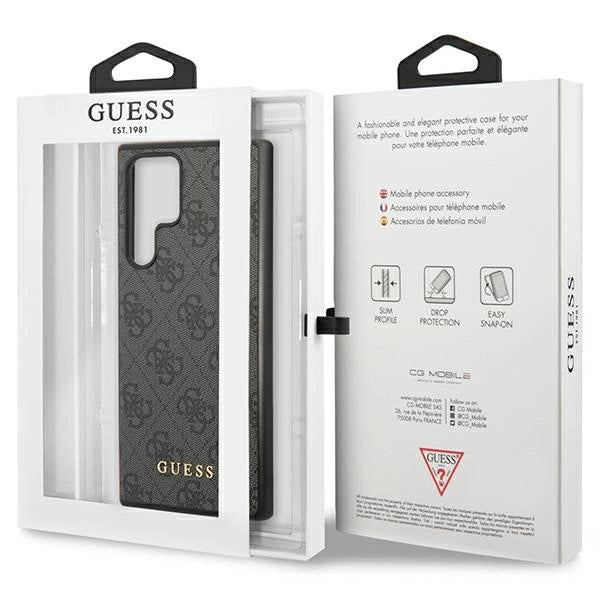 Guess GUHCS23LG4GFGR S23 Ultra S918 grey/grey hardcase 4G Metal Gold Logo