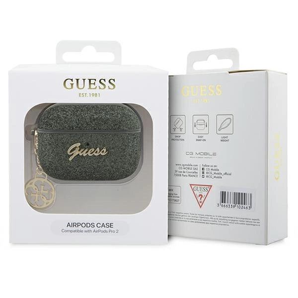 Guess GUAP2GLGSHA AirPods Pro 2 cover grøn/kaki Glitter Flake 4G Charm